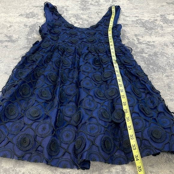 Jill Stuart Collection Silk Cocktail Mini Dress Embroidered Lace Applique Navy - Picture 6 of 8